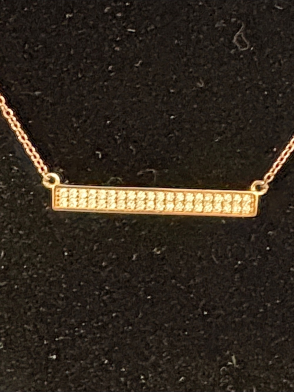 Rose Gold Bar Pendant Necklace with Pavé Crystals Hespera 16-19”